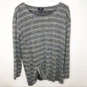 Jones New York | Women's Black & White Stripe Knit Top Black & White Size XL